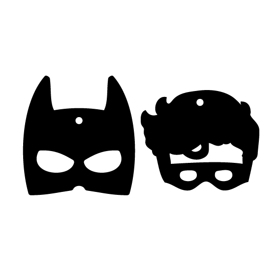 Crafty Cuts Laser Large_set 30mm / Black - Batman/Robin / ADD TOP Hanging Hole The Dynamic Duo - Two Pairs