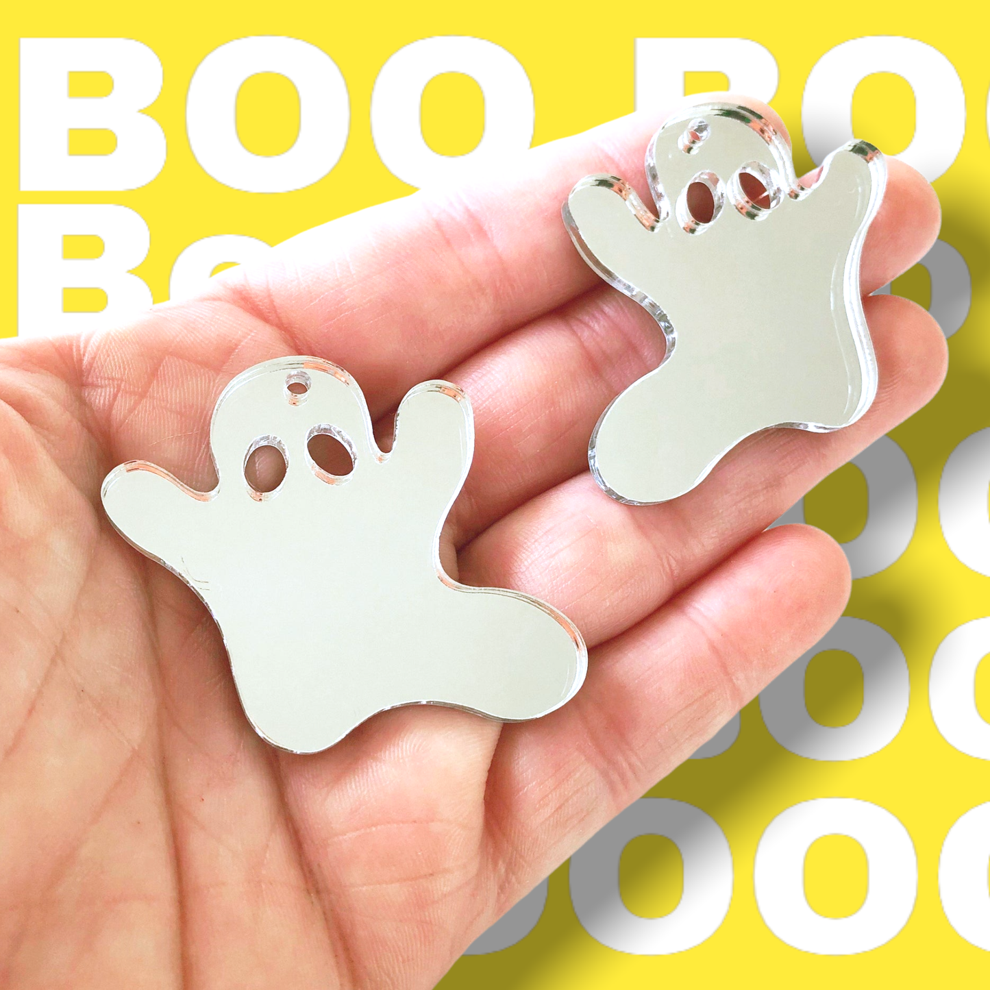 Crafty Cuts Laser Large_shapes 40mm Kawaii Ghost Charms - 2  pair