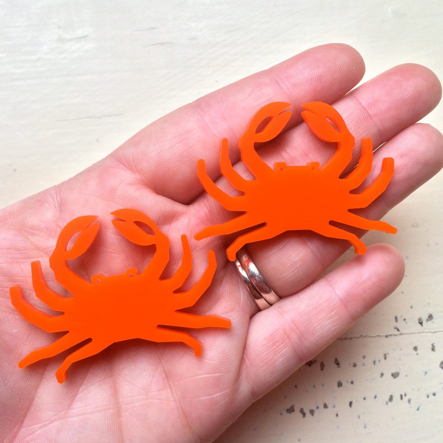 Crafty Cuts Laser Large_shapes NO Hanging Hole / Original ( as shown in orange) Crab Dangles - 2 Pair