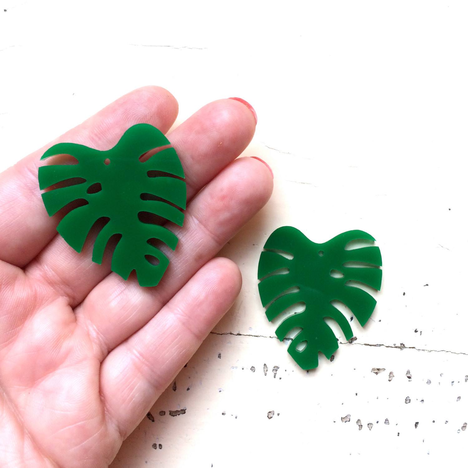 Crafty Cuts Laser Large_shapes Pair Monstera Leaves Dangles - 2 Pair