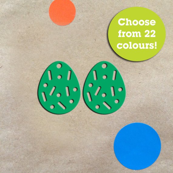 Crafty Cuts Laser Large_shapes Sprinkles - CUT OUT detail / 35mm / ADD Top Hole Fancy Egg Drops - 3 styles - 2 Pair Set