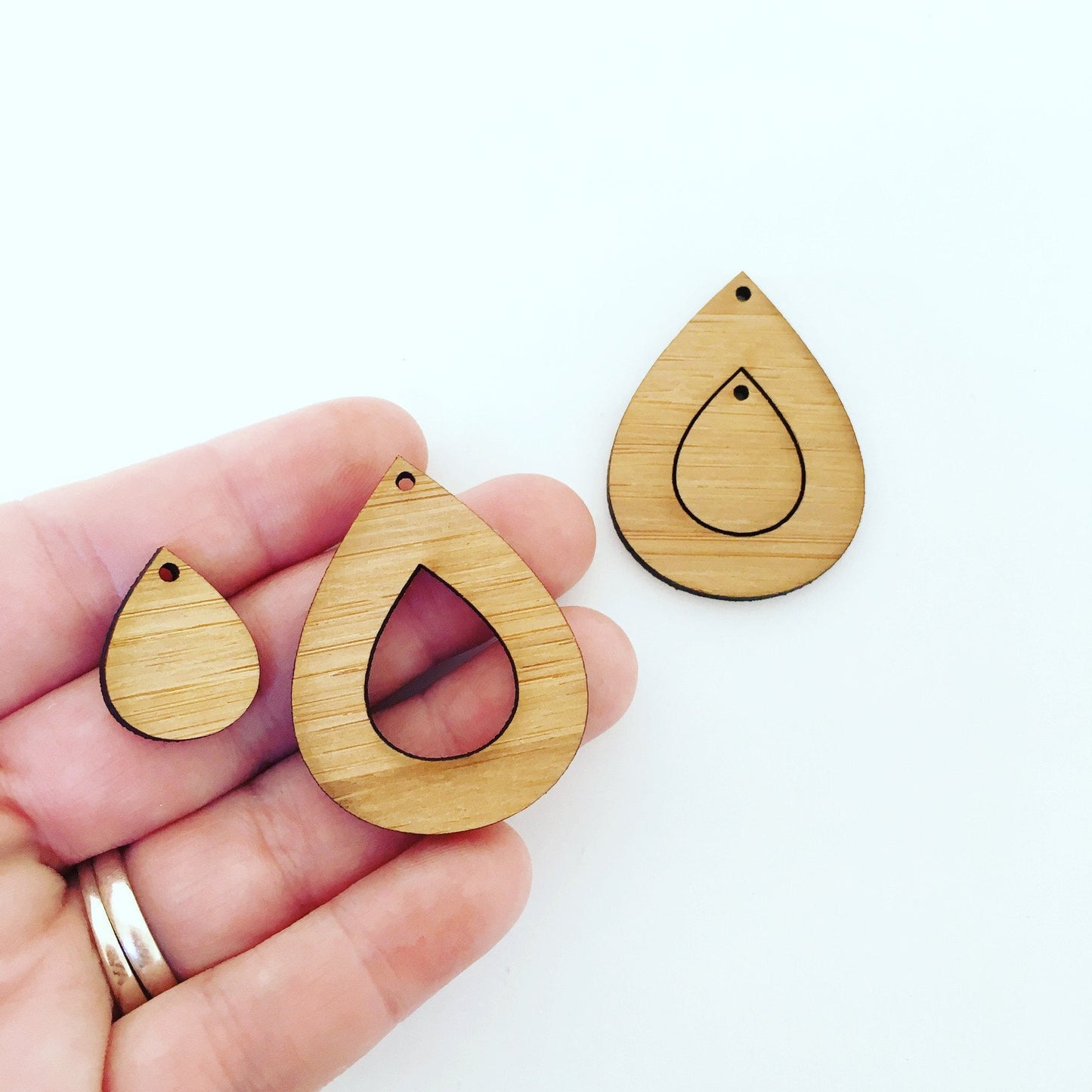 Crafty Cuts Laser Large_shapes with Cut Out Teardrop Double Drip Drop Charms - 2 Pair Set