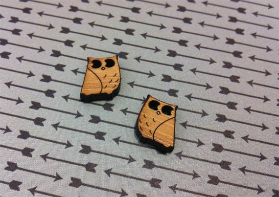 Crafty Cuts Laser MINI_bamboo Mini Little Owl Cabochons - 10 Pairs