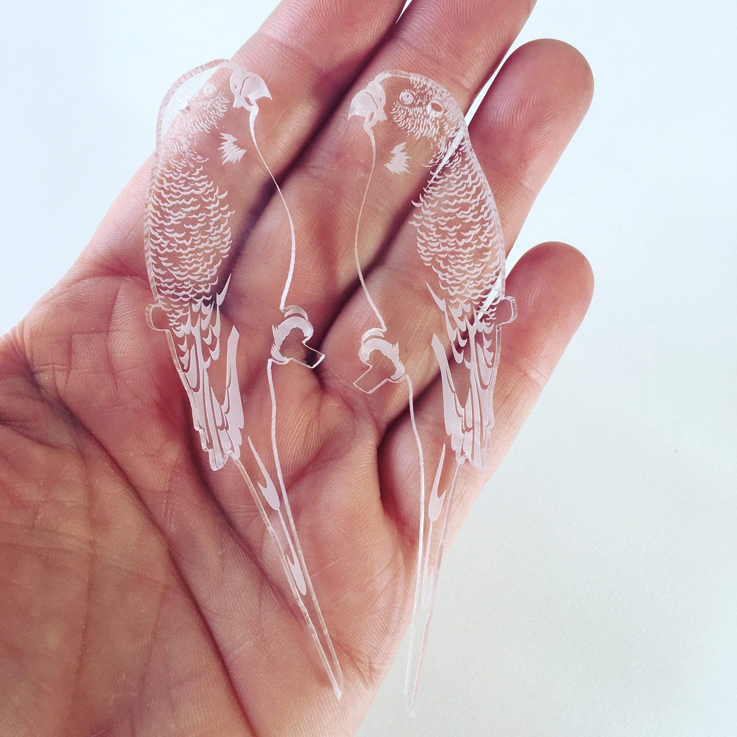 Crafty Cuts Laser © Mirror: Budgerigar Duo - TWO PAIR