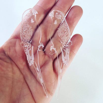 Crafty Cuts Laser © Mirror: Budgerigar Duo - TWO PAIR