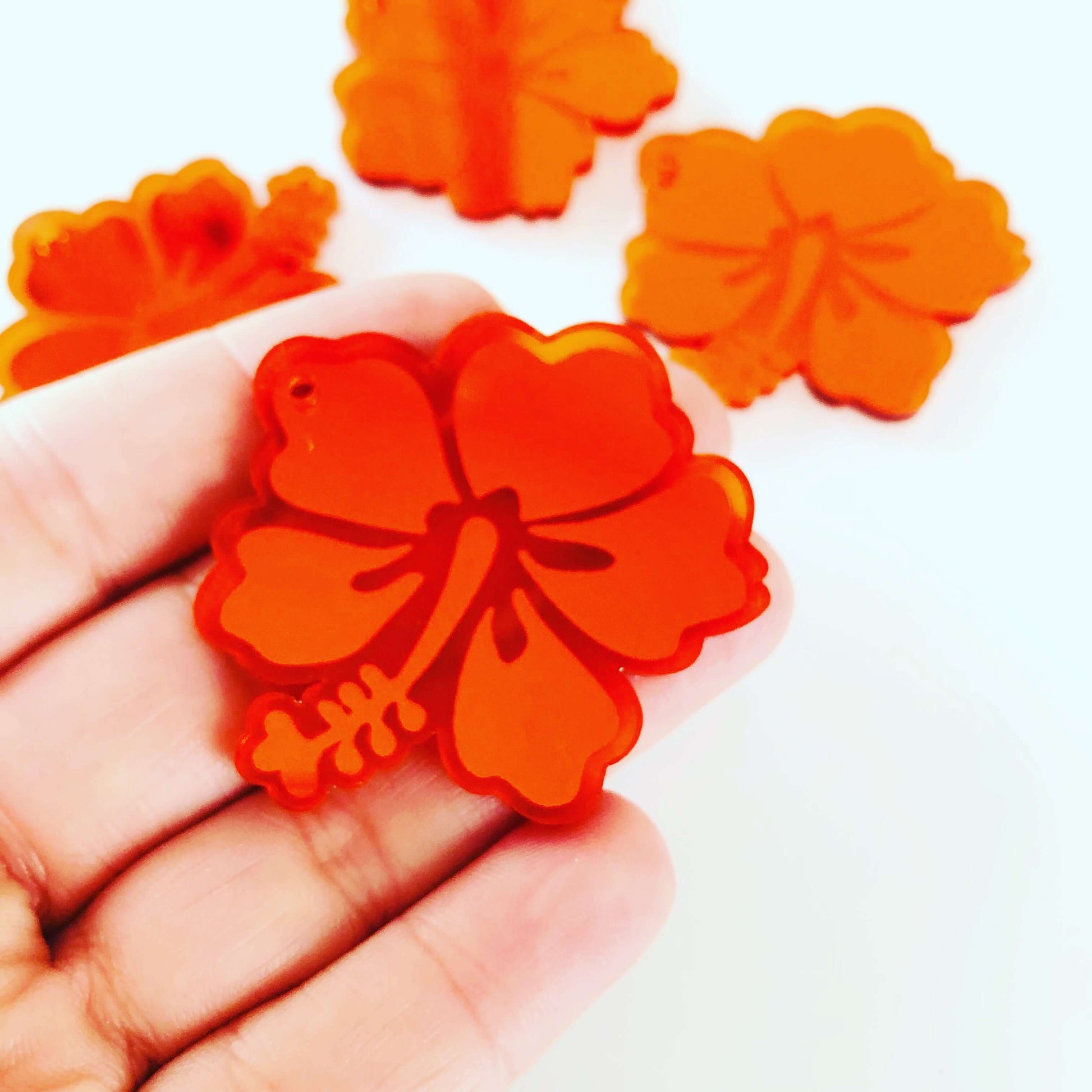 Crafty Cuts Laser Mirror Hibiscus Flowers - 4 Pair Set