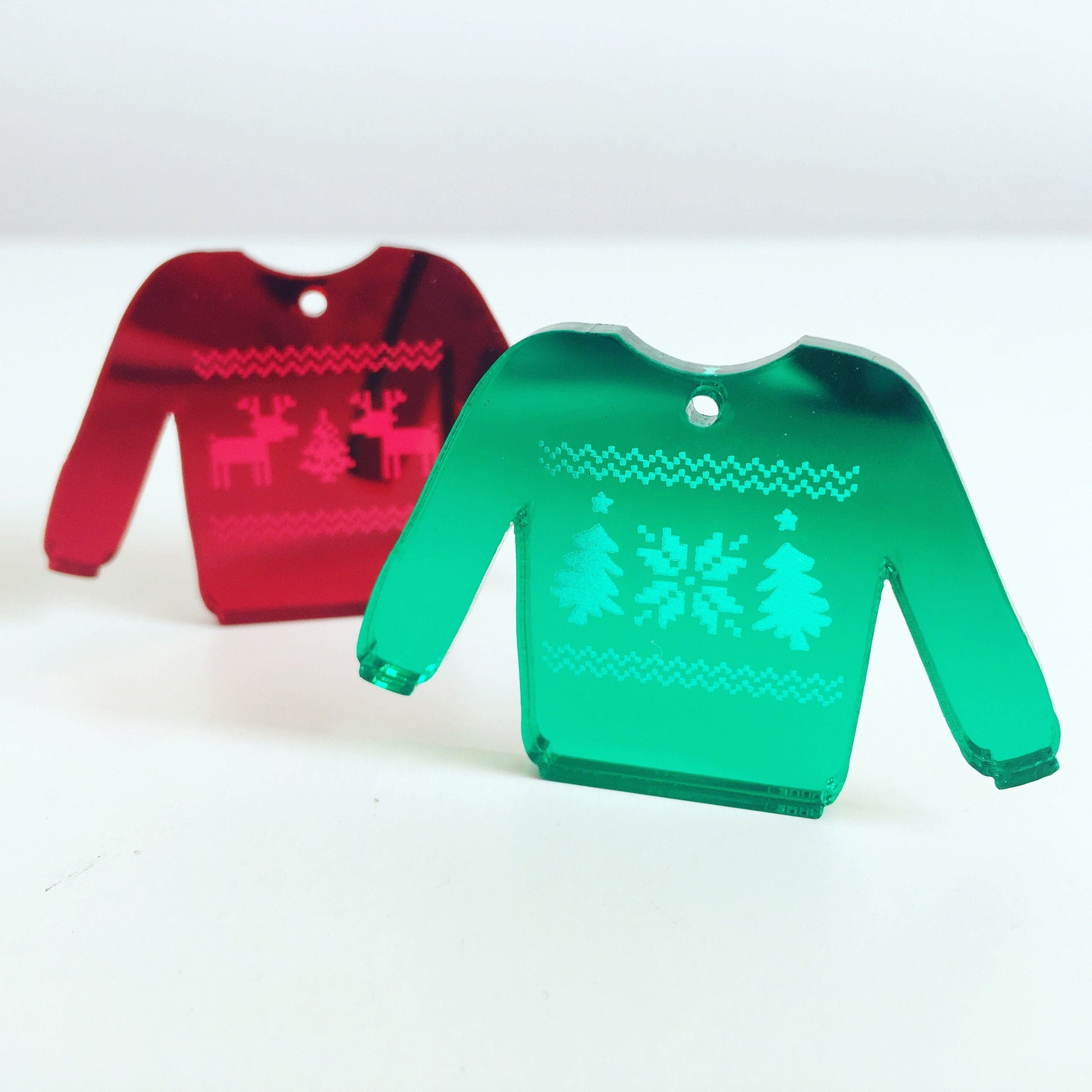 Crafty Cuts Laser Mirror_set* © Ugly Sweater Charms - 4 Pairs