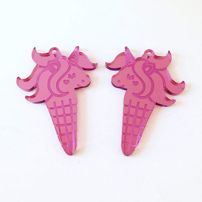 Crafty Cuts Laser © Mirror Unicone Charms  - 4 pairs