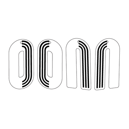 Crafty Cuts Laser  Paintfill_shapes Mix - 2 pair Oval and 2 pair Arch / at TOP © Deluxe Etched: Racing Stripe - 4 Pair Set