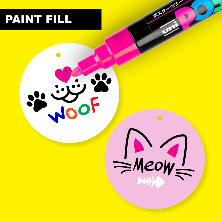 Crafty Cuts Laser  Paintfill_shapes Mix - 2 x Woof and 2 x Meow / Add Hole Team Pet - 4 Pair set