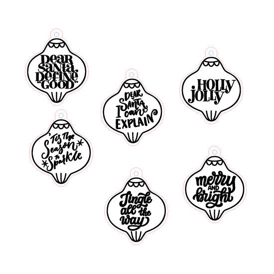 Crafty Cuts Laser  Paintfill_shapes Mixed - 6 pair Set © Deck the Lobes - 6 Designs to choose from.