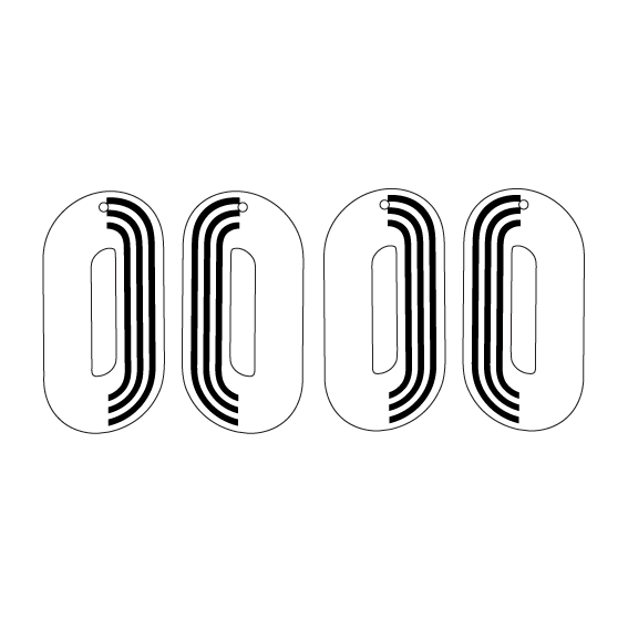 Crafty Cuts Laser  Paintfill_shapes Oval - 4 pairs / at TOP © Deluxe Etched: Racing Stripe - 4 Pair Set