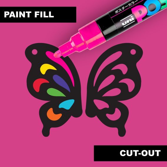 Crafty Cuts Laser  Paintfill_shapes Paint Fill Butterfly Wing  - 4 pair Set