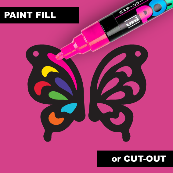 Crafty Cuts Laser  Paintfill_shapes Paint Fill Butterfly Wing  - 4 pair Set