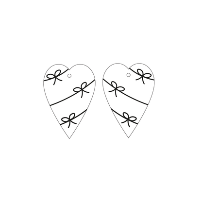 Crafty Cuts Laser  Paintfill_shapes Ribbon Heart / at TOP © Vintage Hearts - 2 pair Set - 5 styles