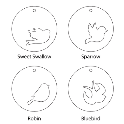 Crafty Cuts Laser Pair Bird Discs - 4 Designs - 2 Pair