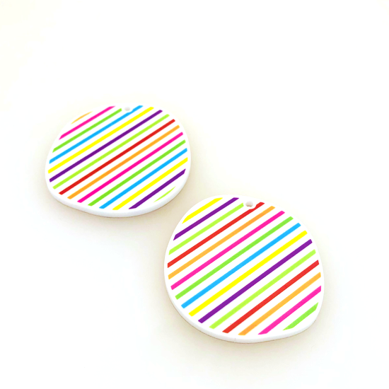 Crafty Cuts Laser Printed_Acrylic Rainbow Ribbon 45mm Confetti Dots  -  2 pair Set