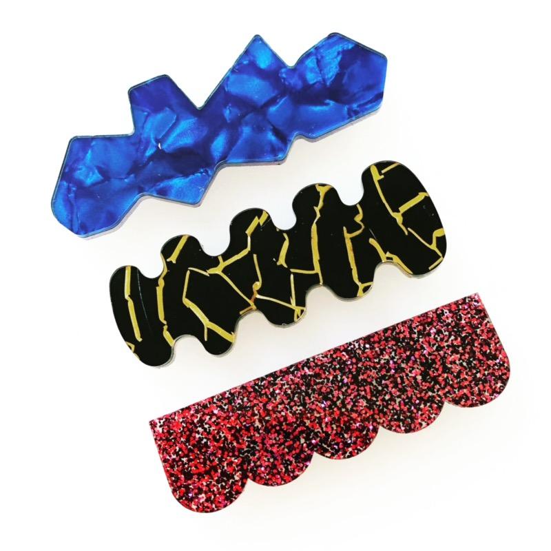 Crafty Cuts Laser Pty Ltd Large_shapes © 2 Pair Hair Clip Cabochons - 13 Assorted Designs