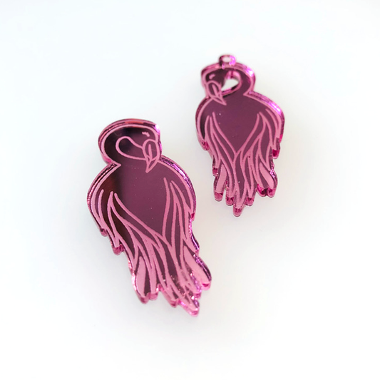 Crafty Cuts Laser Pty Ltd Mirror_etched © Mirrored Shy Flamingos - 4 pair Set