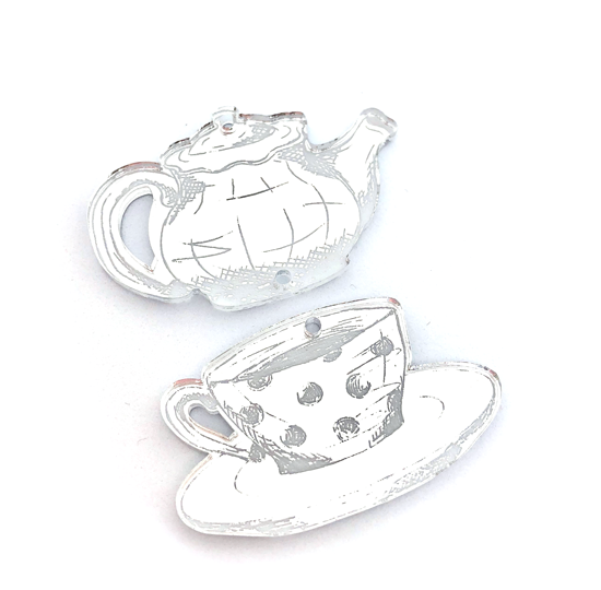 Crafty Cuts Laser Pty Ltd Mirror_etched Spot of Tea - 2 Pair Set