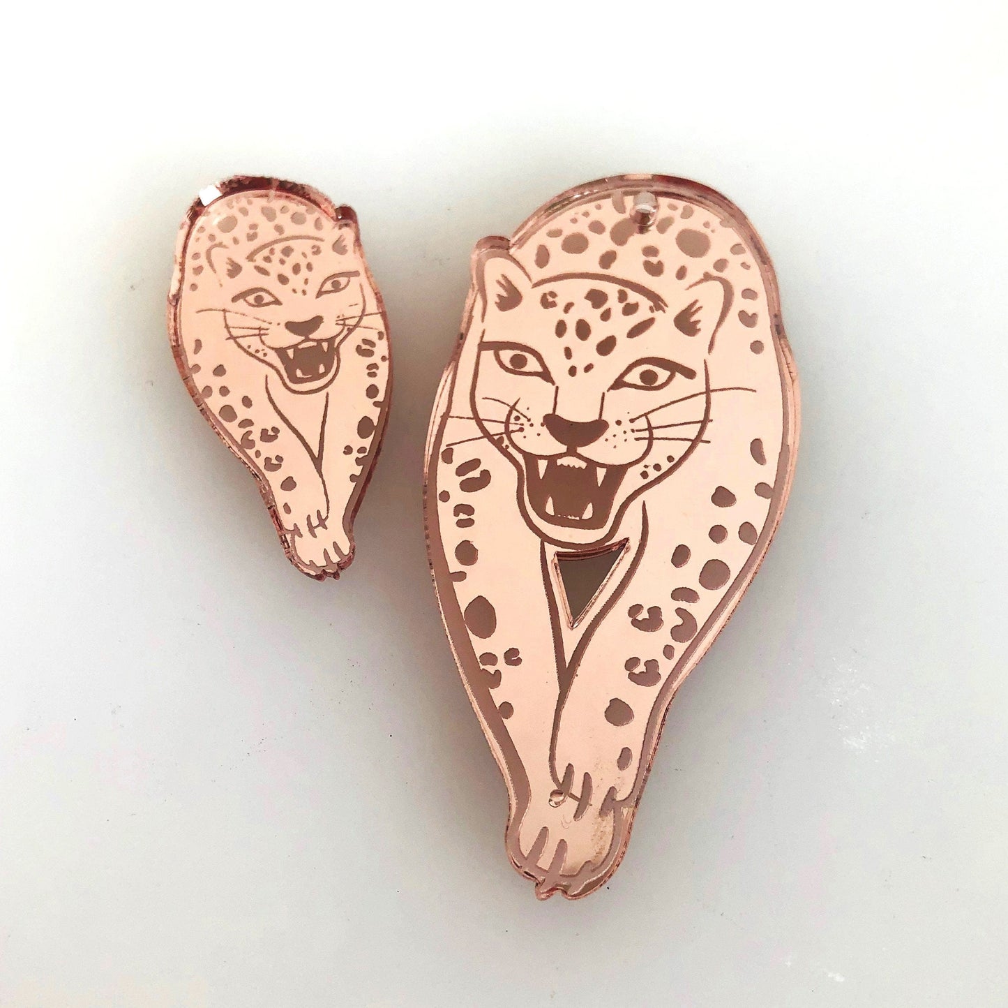 Crafty Cuts Laser Pty Ltd © Mirrored Jungle Cat Charms - 4 pair Set
