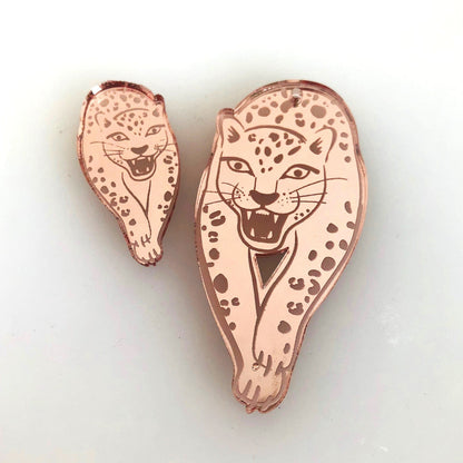 Crafty Cuts Laser Pty Ltd © Mirrored Jungle Cat Charms - 4 pair Set