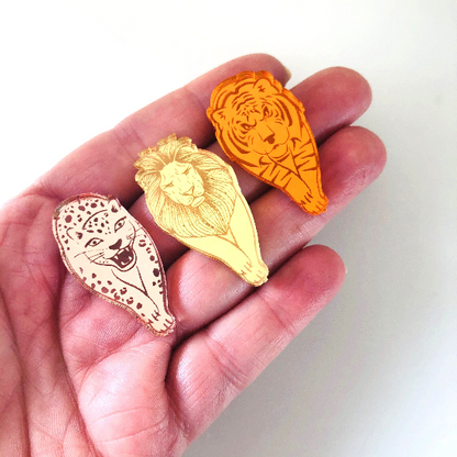 Crafty Cuts Laser Pty Ltd © Mirrored Jungle Cat Charms - 4 pair Set