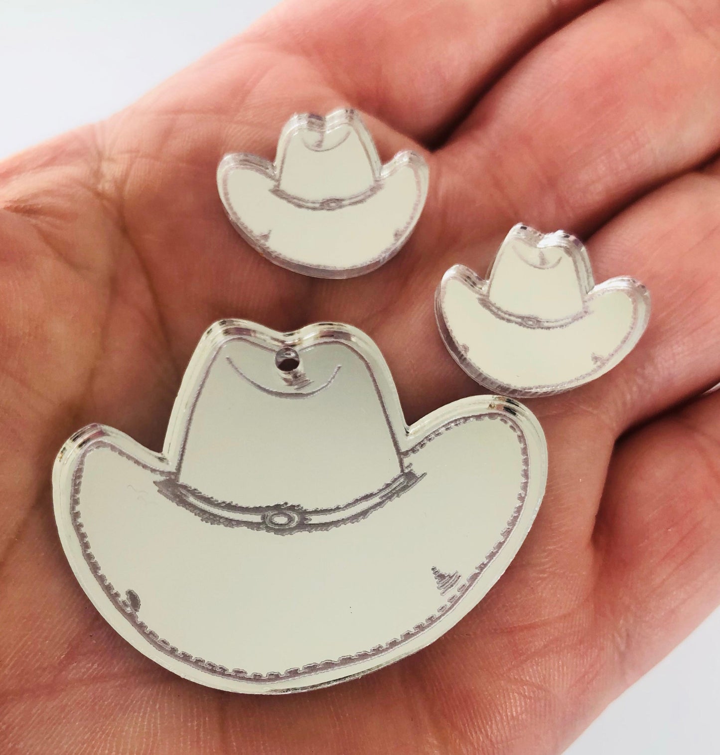 Crafty Cuts Laser Pty Ltd Paintfill_shapes © 40mm Etched Cowgirl Hat - 3 pair set