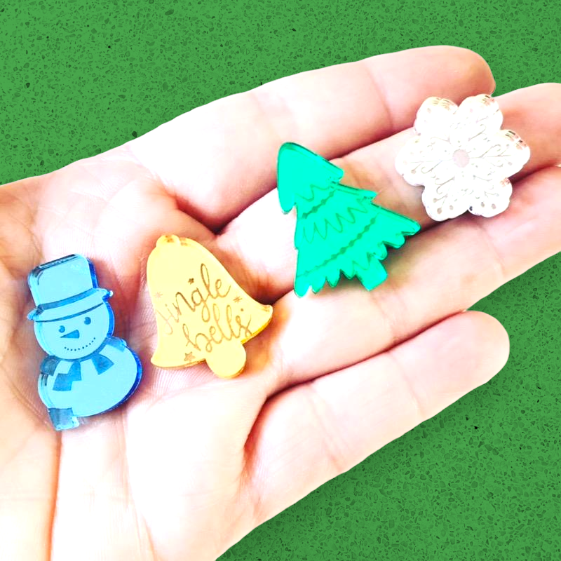 Crafty Cuts Laser Pty Ltd Paintfill_shapes 5 Pair pack Christmas Charms - Choose from 5 designs