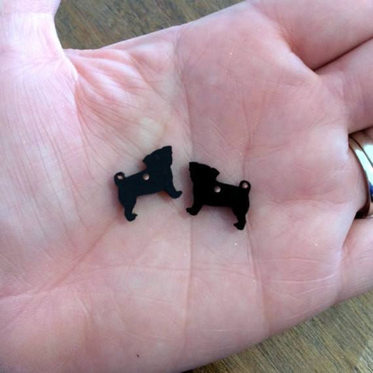 Crafty Cuts Laser Pug Dog Charms - 5 Pairs