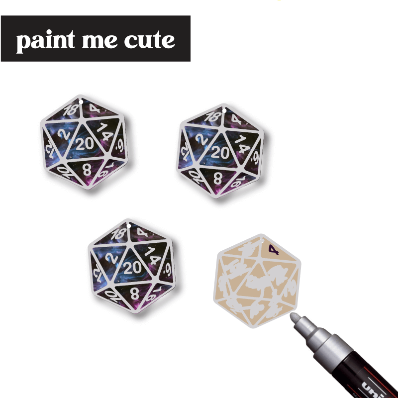Crafty Cuts Laser Roll with it! D20 Dice Charms - 2 Sizes