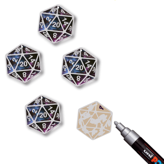 Crafty Cuts Laser Roll with it! D20 Dice Charms - 2 Sizes