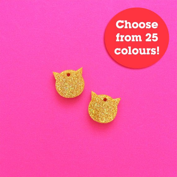 Crafty Cuts Laser Small_shapes Cat Face Charms - 5 Pairs