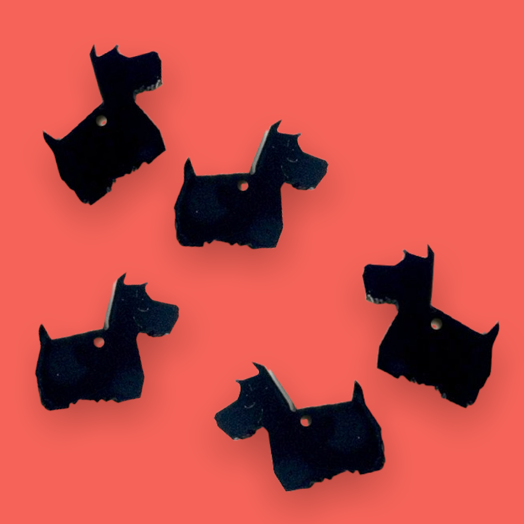Crafty Cuts Laser Small_shapes Scotty Dog Charms - Asst Sizes - 5 Pairs