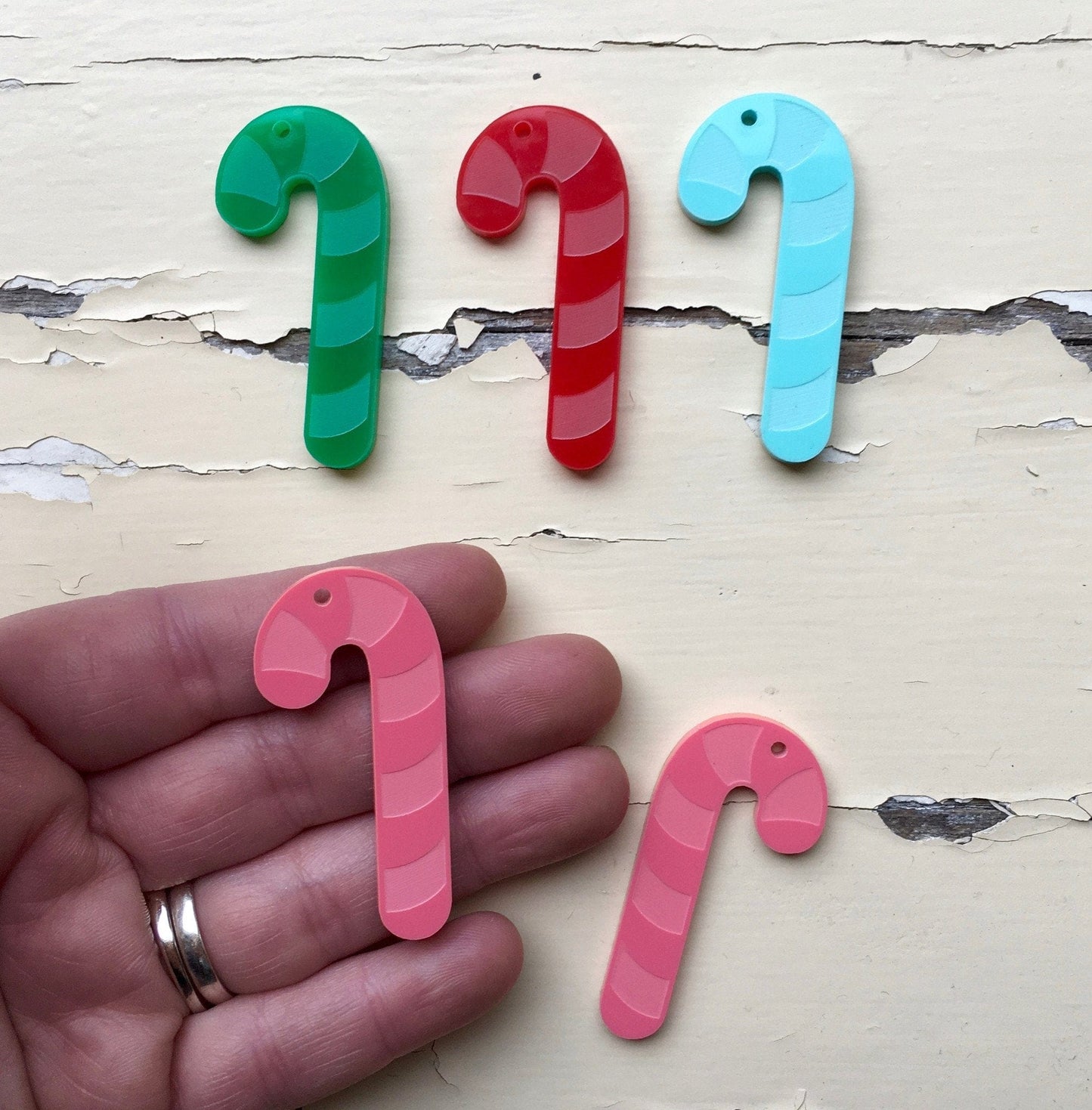 Crafty Cuts Laser Stripey Candy Cane Charms - 4 PAIRS