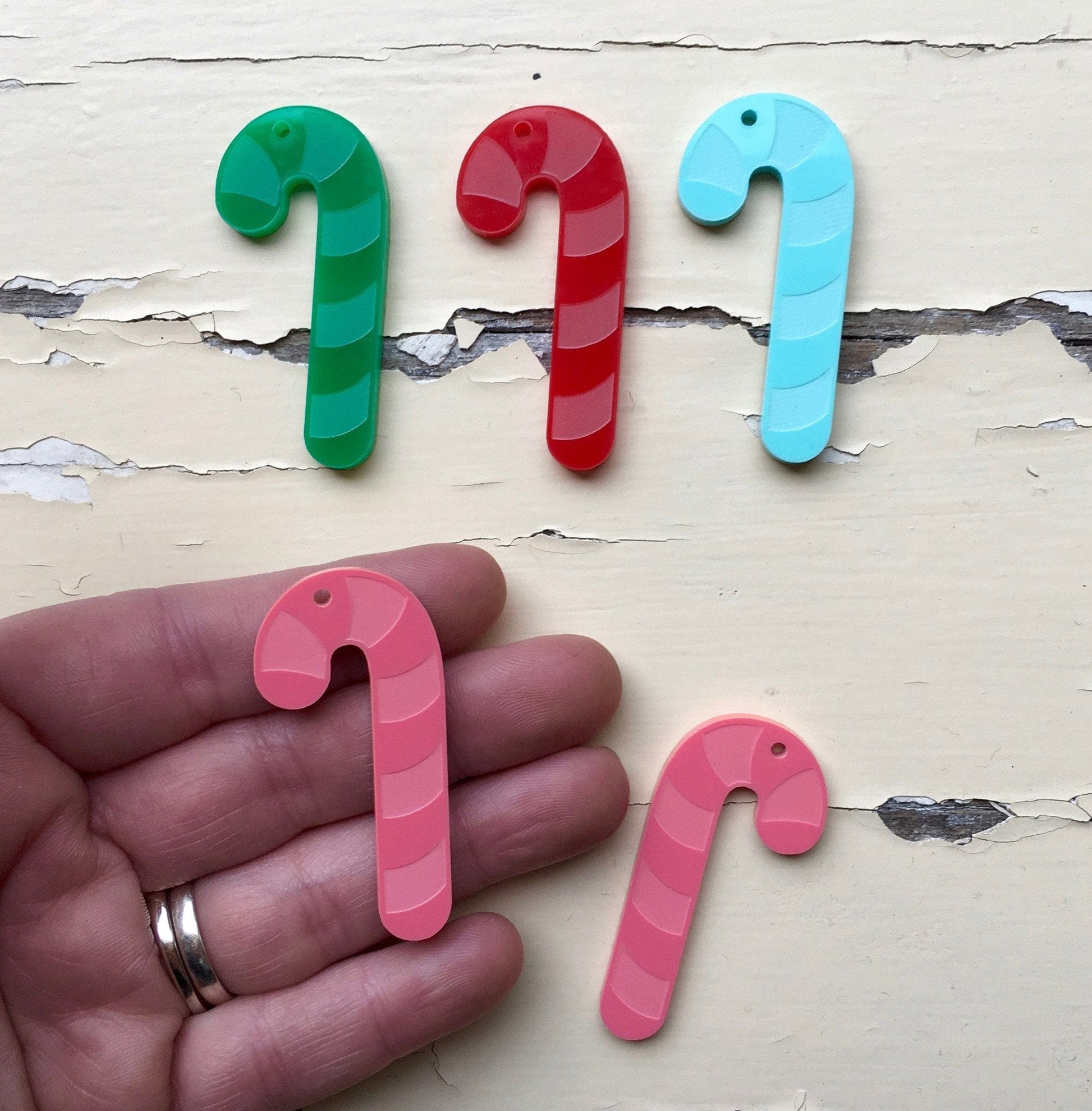 Crafty Cuts Laser Stripey Candy Cane Charms - 4 PAIRS