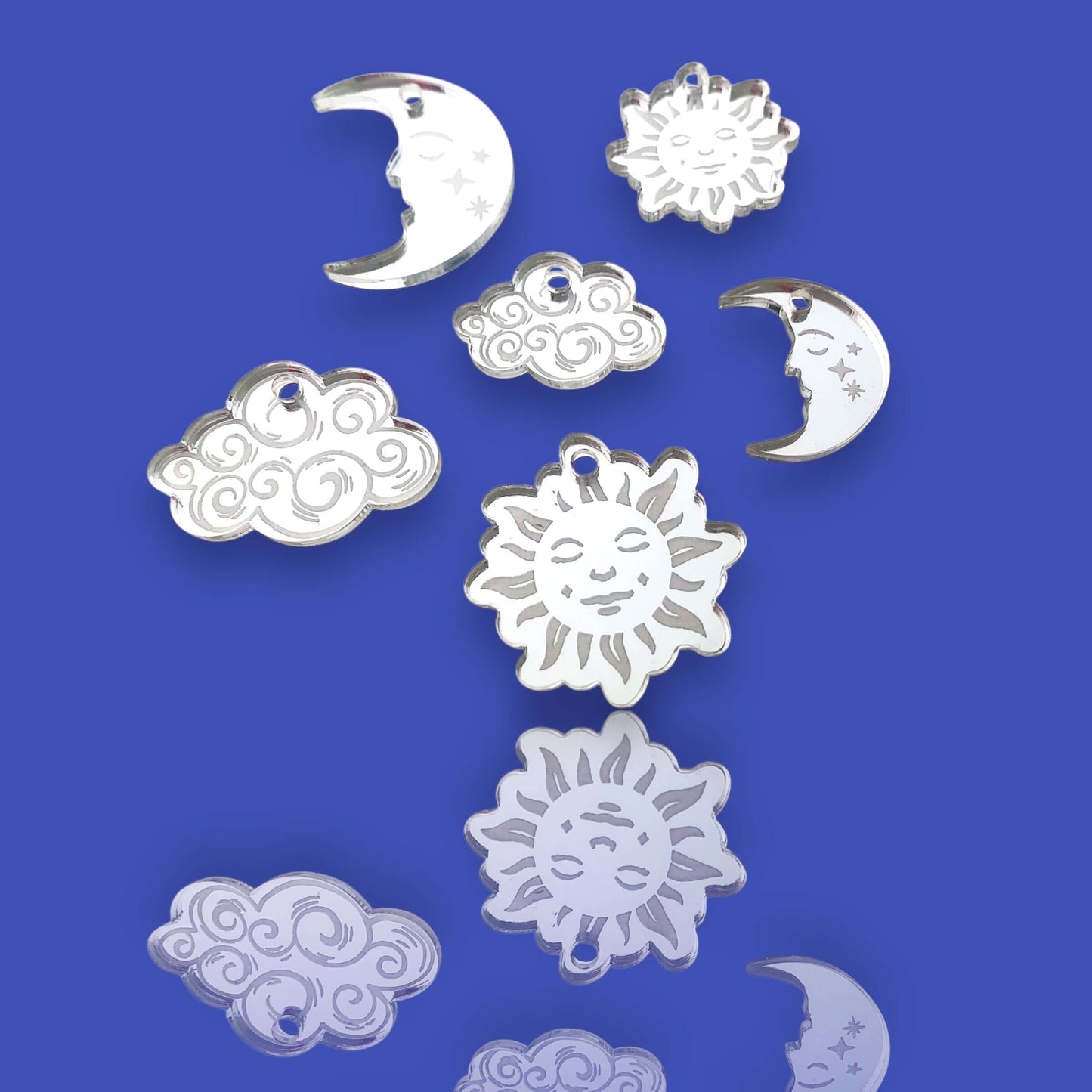 Crafty Cuts Laser  Sun, Moon  or Cloud Charms - 5 Pair Set