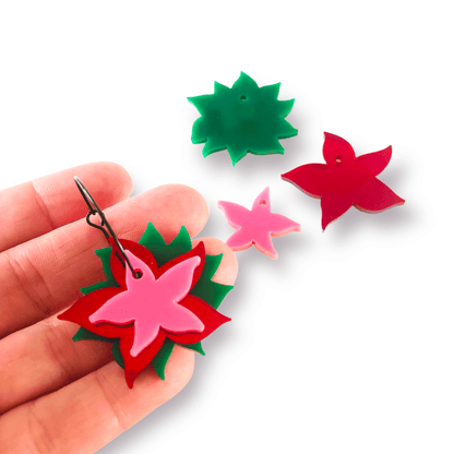 Crafty Cuts Laser Trio Stacker Poinsettia Flower Stacker - 3 pair Set