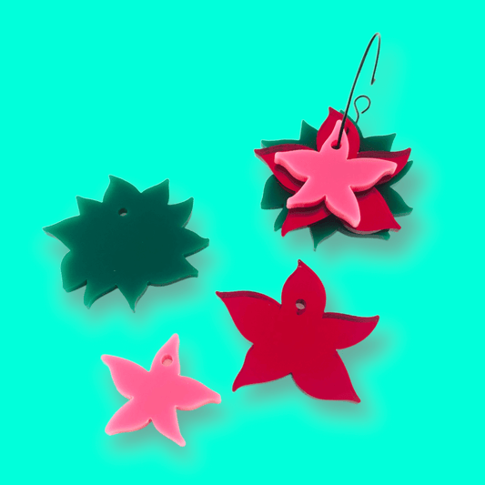 Crafty Cuts Laser Trio Stacker Poinsettia Flower Stacker - 3 pair Set