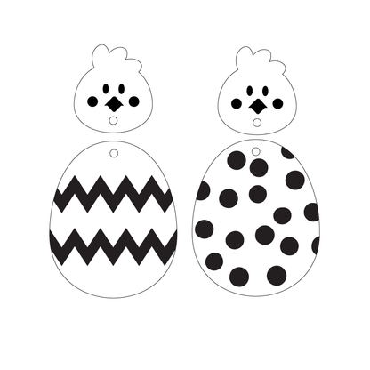 Crafty Cuts Laser TWOPART_stacker_CFILL as pictured for statement stud dangle / Mixed - one pair of each Chicken and Egg Combo Duo - 2 Pair Set