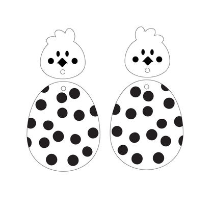 Crafty Cuts Laser TWOPART_stacker_CFILL as pictured for statement stud dangle / Polka Dot - two pairs Chicken and Egg Combo Duo - 2 Pair Set
