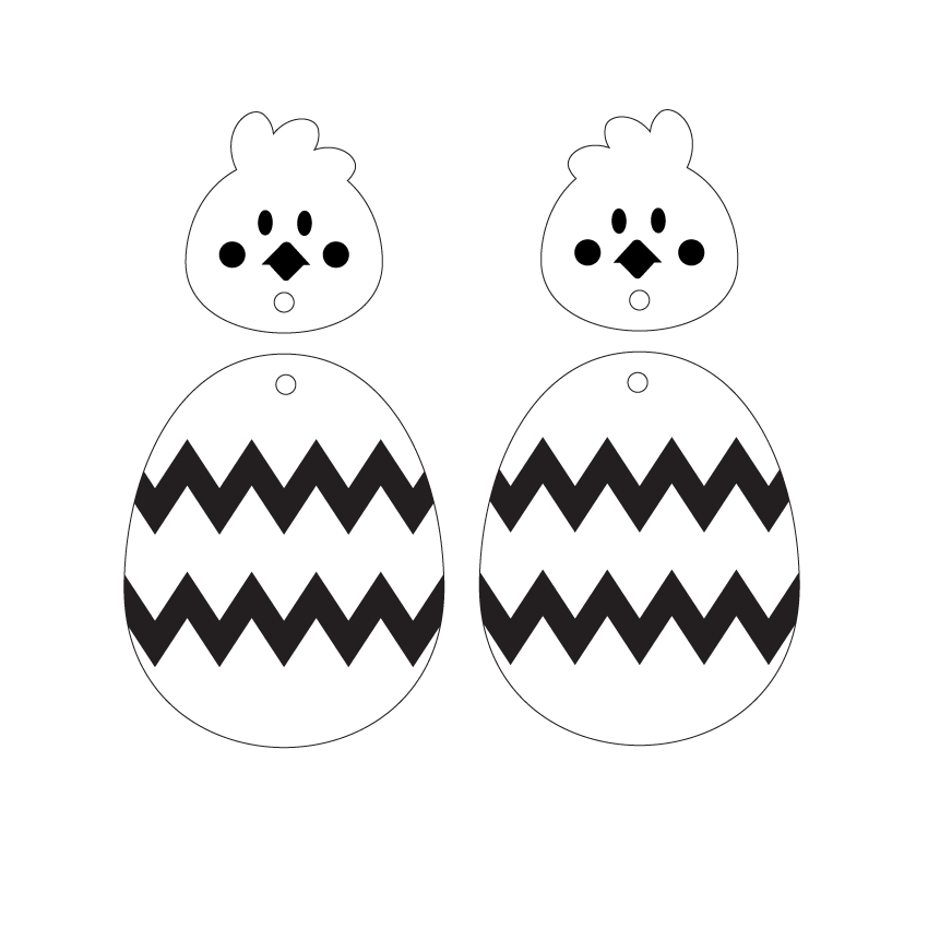 Crafty Cuts Laser TWOPART_stacker_CFILL as pictured for statement stud dangle / Zig Zag - two pairs Chicken and Egg Combo Duo - 2 Pair Set