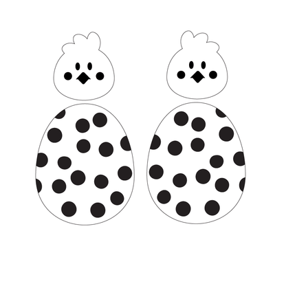 Crafty Cuts Laser TWOPART_stacker_CFILL NO Holes in any parts / Polka Dot - two pairs Chicken and Egg Combo Duo - 2 Pair Set