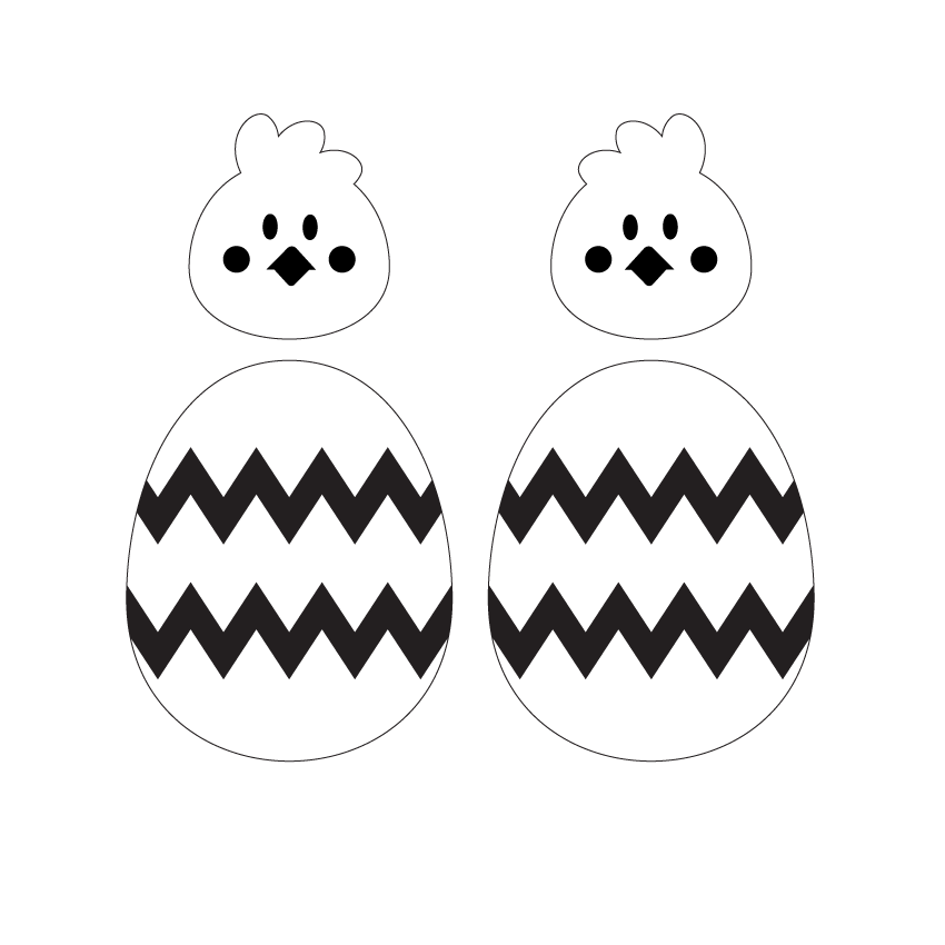 Crafty Cuts Laser TWOPART_stacker_CFILL NO Holes in any parts / Zig Zag - two pairs Chicken and Egg Combo Duo - 2 Pair Set