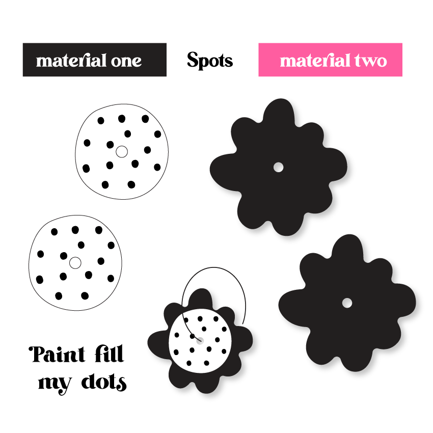 Crafty Cuts Laser  TWOPART_stacker_CFILL Spotty © Happy Flower Stackers - 2 pair set