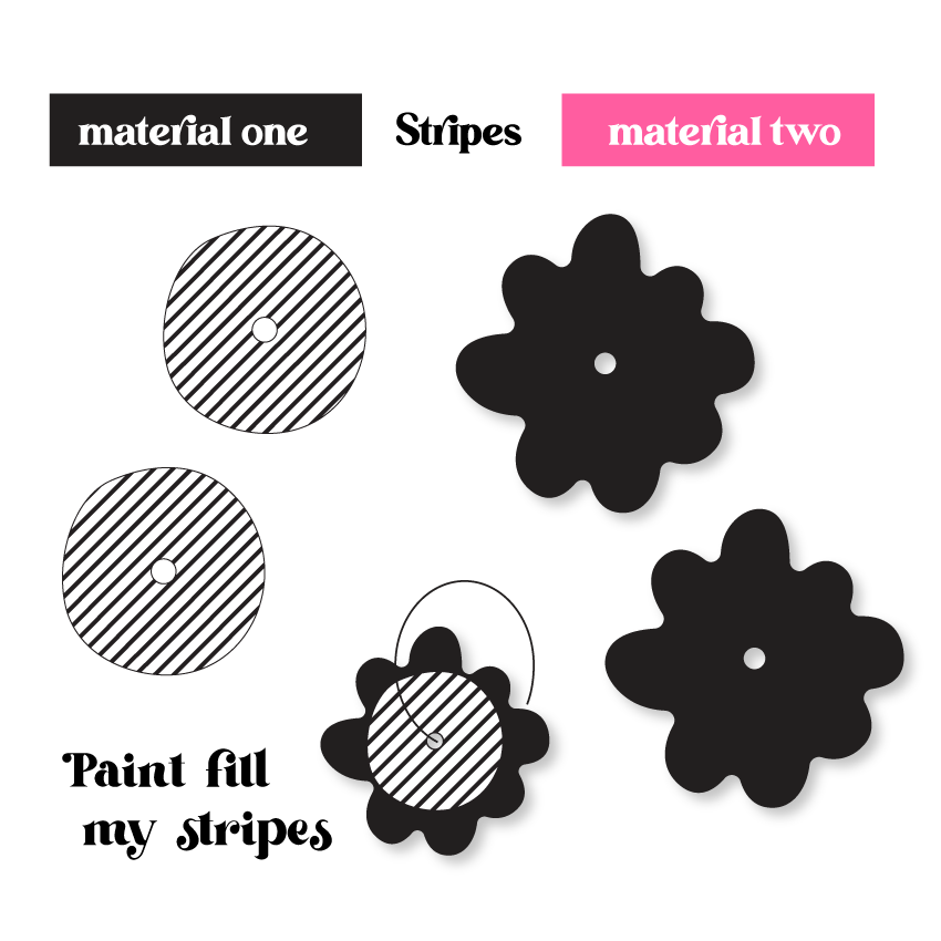 Crafty Cuts Laser  TWOPART_stacker_CFILL Stripe © Happy Flower Stackers - 2 pair set