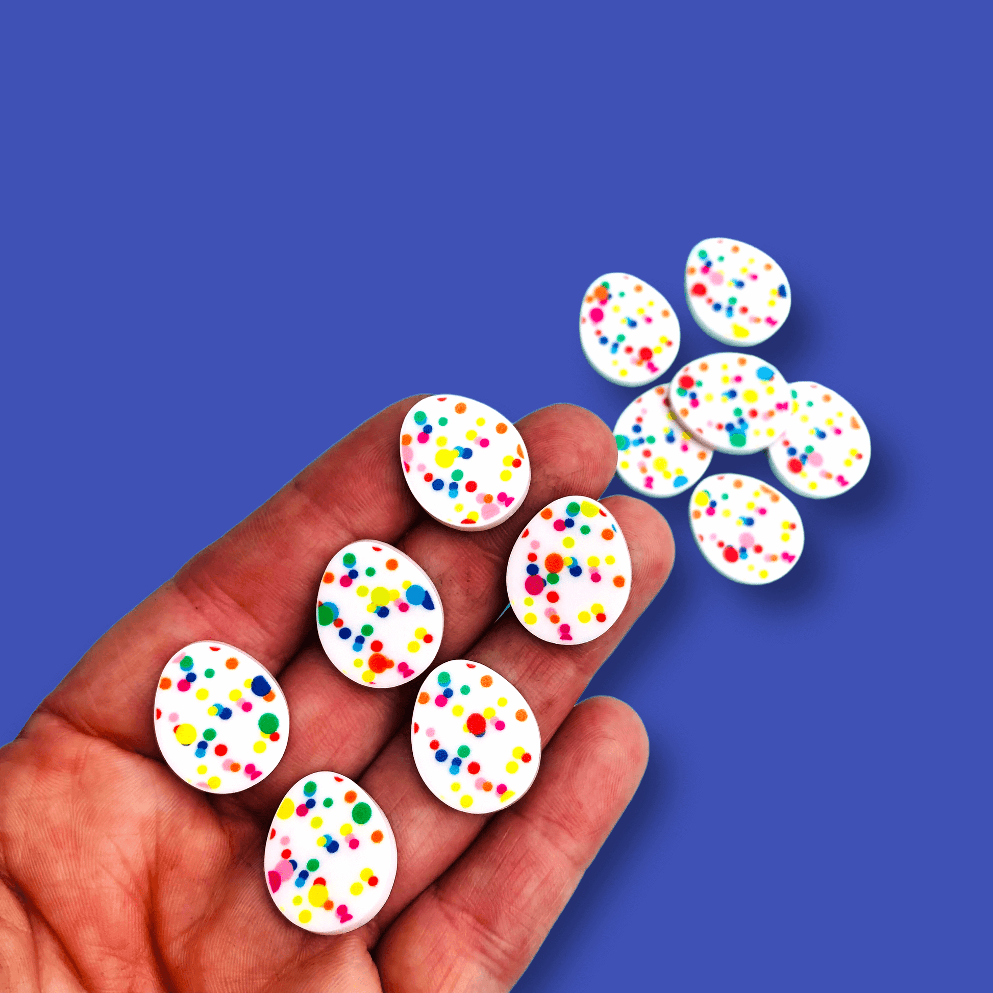 Crafty Cuts Laser UV_printed 20mm Party Freckle Easter Eggs - 3 pairs