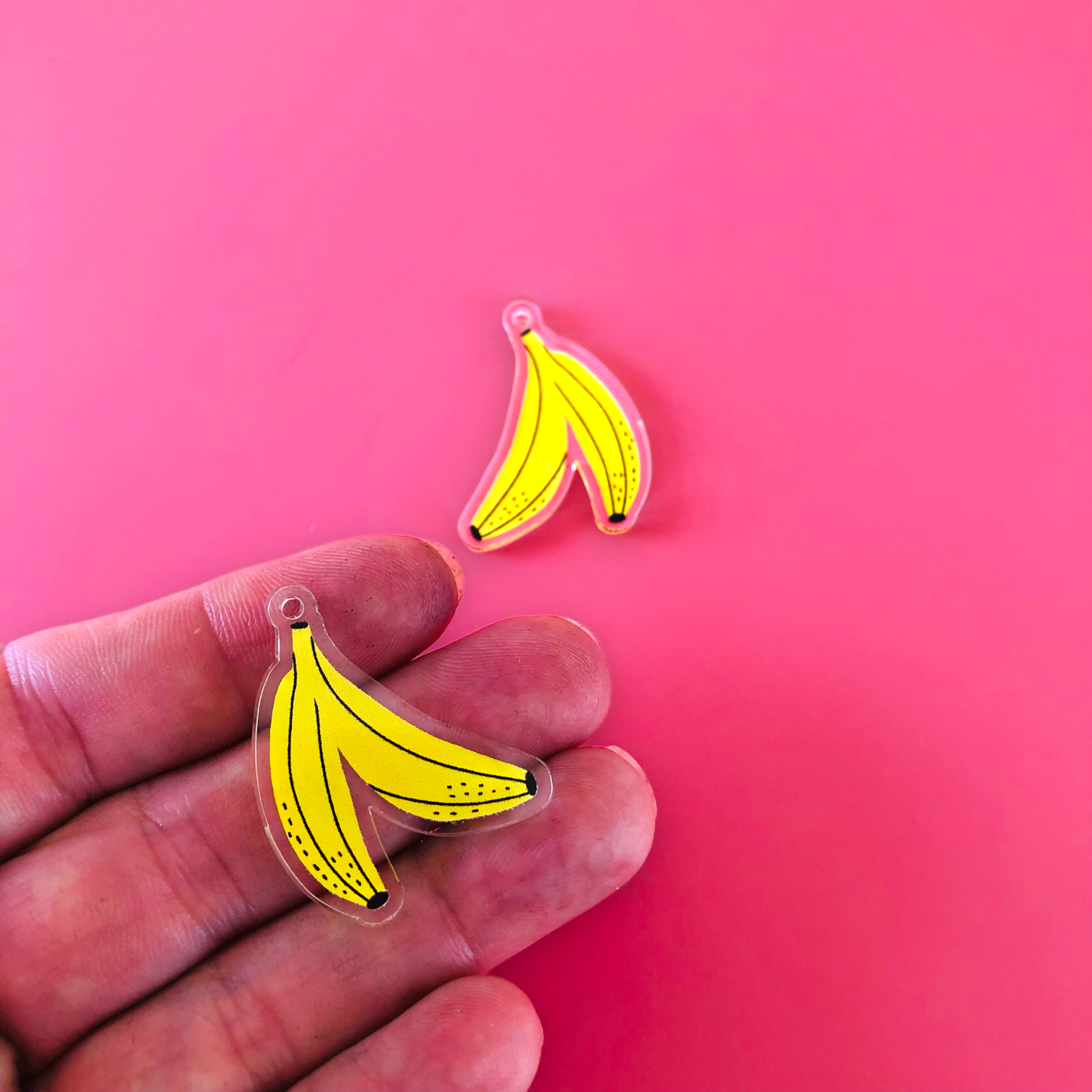 Crafty Cuts Laser  UV_printed Banana - 2 Pairs Fruity Fix - Choose from 6 Petite Fruit Charms