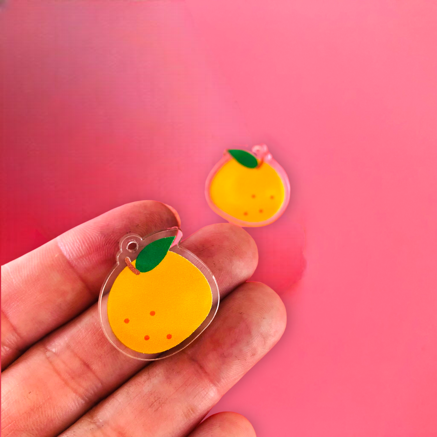 Crafty Cuts Laser  UV_printed Orange - 2 Pairs Fruity Fix - Choose from 6 Petite Fruit Charms