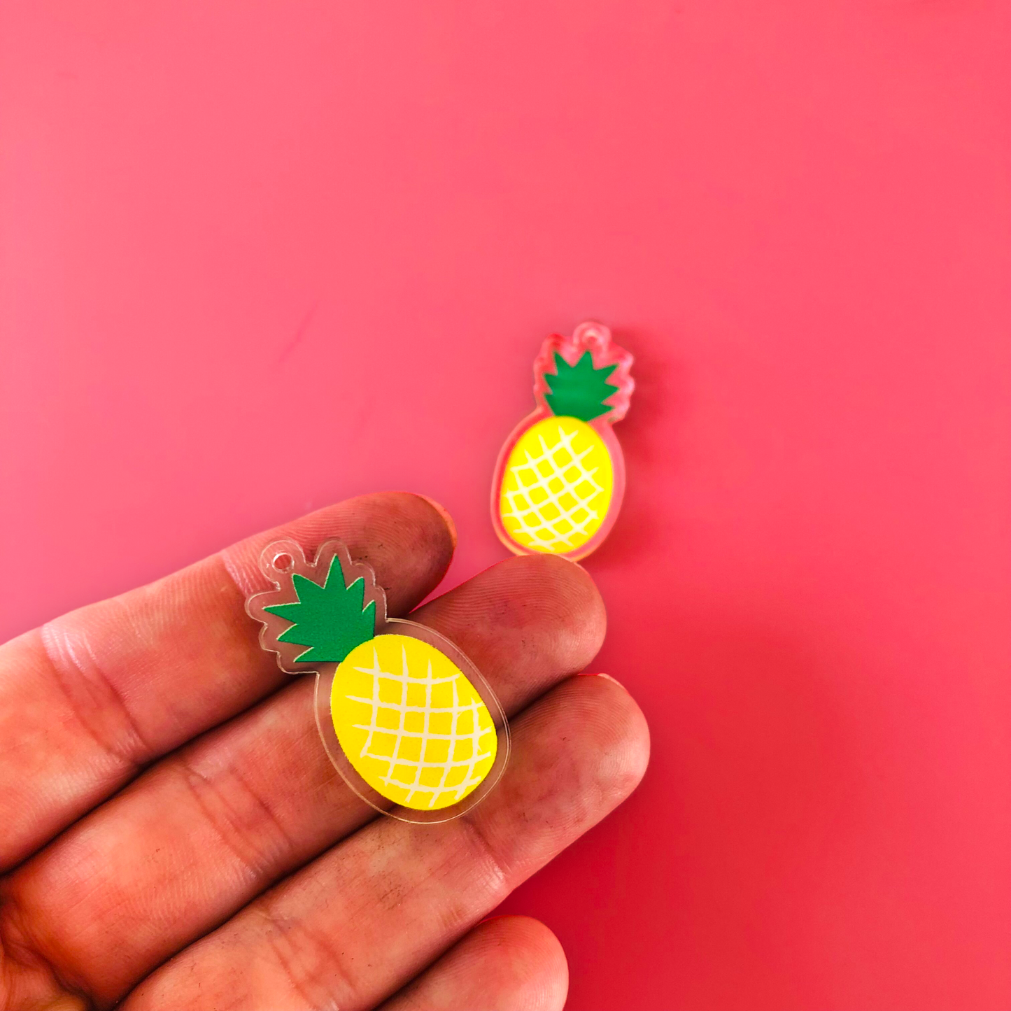 Crafty Cuts Laser  UV_printed Pineapple - 2 Pairs Fruity Fix - Choose from 6 Petite Fruit Charms